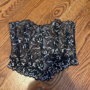 White Fox Black Metallic Corset Top